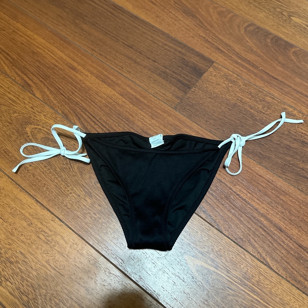 Black Ribbed Bikini Bottoms Y2K Size M